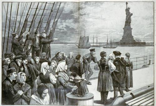 Immigrants arriving in America 